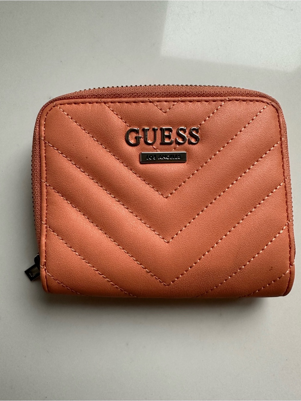 GUESS Quilted Zip Wallet in Terracotta